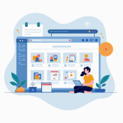 Промпт: "Flat illustration of product catalog management in OpenCart, featuring a user-friendly interface, colorful icons, and organized product displays." Prompt: "Flat illustration of product catalog management in OpenCart, featuring a user-friendly interface, colorful icons, and organized product displays."