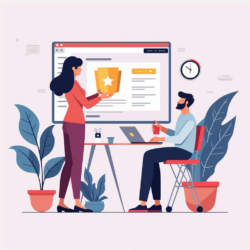 Промпт: "Флат иллюстрация, depicting partnership programs and their implementation through OpenCart, with vibrant colors and minimalist design elements." Prompt: "Flat illustration depicting partnership programs and their implementation through OpenCart, with vibrant colors and minimalist design elements."