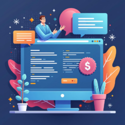 Промпт: "Flat illustration of setting up microdata in OpenCart, showcasing a user-friendly interface with code snippets and vibrant colors." Prompt: "Flat illustration of setting up microdata in OpenCart, showcasing a user-friendly interface with code snippets and vibrant colors."