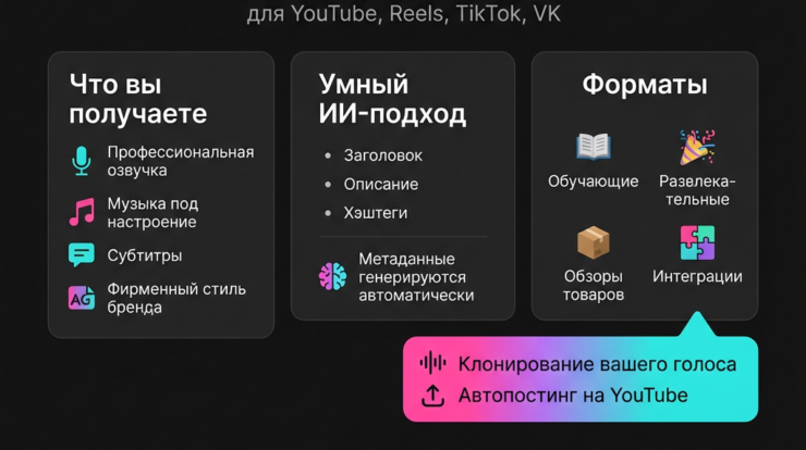 AI-Shorts под ключ — инновационное решение для бизнеса. Автоматизация видео-контента и маркетинга с современными технологиями для эффективного продвижения.