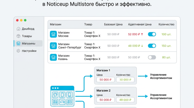 С Noticeup вы легко настроите адаптивные цены для вашего многофункционального магазина и упростите управление ассортиментом. Узнайте, как быстро и эффективно организовать электронную коммерцию — перейдите по ссылке!