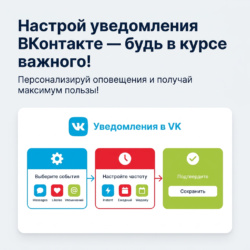 Настройте уведомления ВКонтакте так, чтобы получать максимум пользы от соцсетей. Персонализируйте свои настройки и управляйте информацией с умом — упростите работу и не пропустите самое важное! Узнайте, как это сделать.