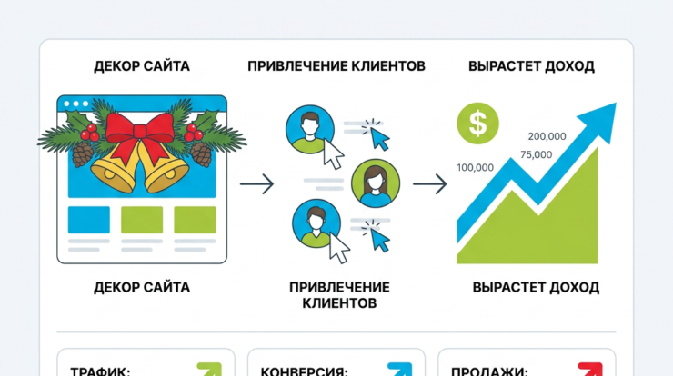 Преобразите свой сайт с новогодними украшениями и привлечите клиентов! Эффектный праздничный декор не только украсит атмосферу, но и поможет увеличить ваши продажи. Узнайте больше о лучших предложениях!