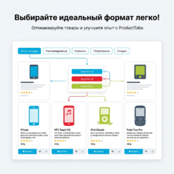 С ProductTabs вы сможете оптимизировать представление товаров на своем сайте, улучшив пользовательский опыт благодаря интуитивному интерфейсу. Убедитесь сами, как просто и удобно делать выбор формата, переходите по ссылке!